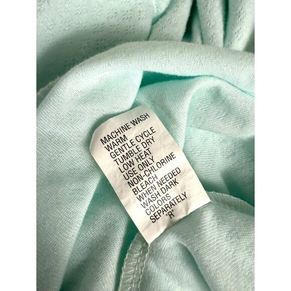 Miss Elaine Honeycomb Nightgown Size L Light Mint Green Long Sleeve Embroidered - Picture 6 of 11